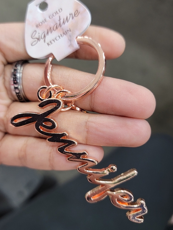 None Accessories - Rose Gold 'Jennifer' Script Keychain Charm